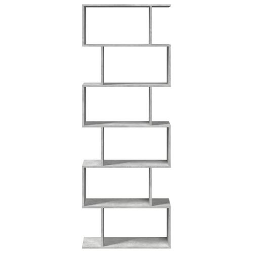 Bogreol/rumdeler 70x24x193cm 6niveauer konstrueret træ betongrå