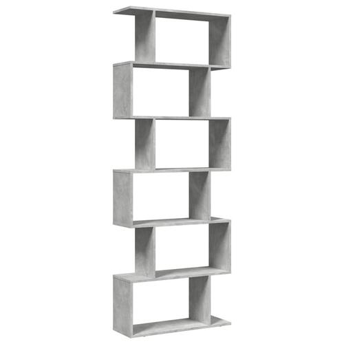 Bogreol/rumdeler 70x24x193cm 6niveauer konstrueret træ betongrå
