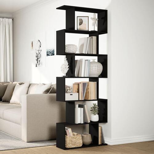 Bogreol/rumdeler 70x24x193 cm 6 niveauer konstrueret træ sort
