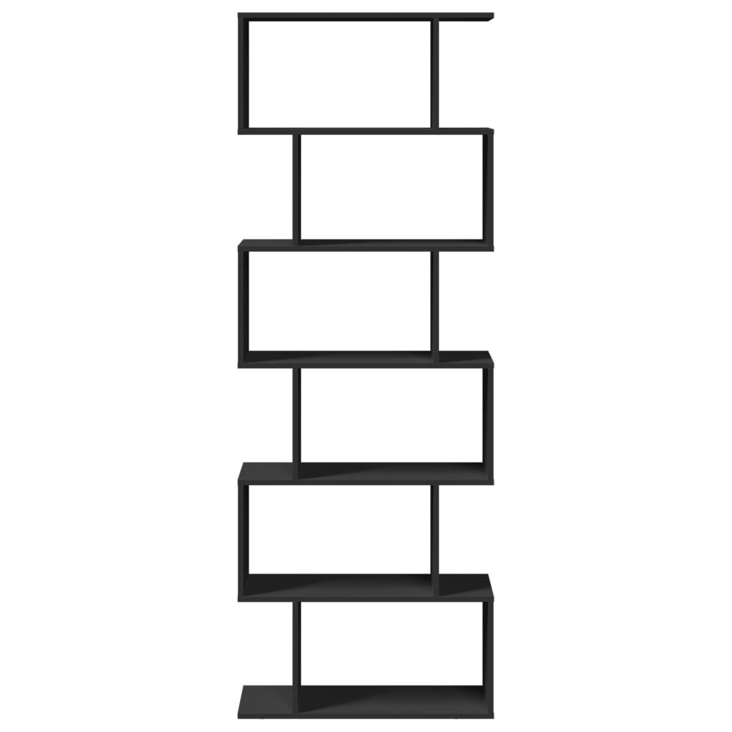Bogreol/rumdeler 70x24x193 cm 6 niveauer konstrueret træ sort