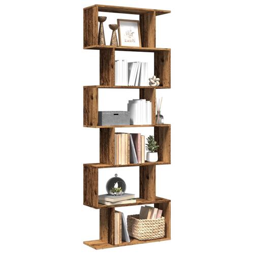 Bogreol/rumdeler 70x24x193 cm 6 niveauer konstrueret træ