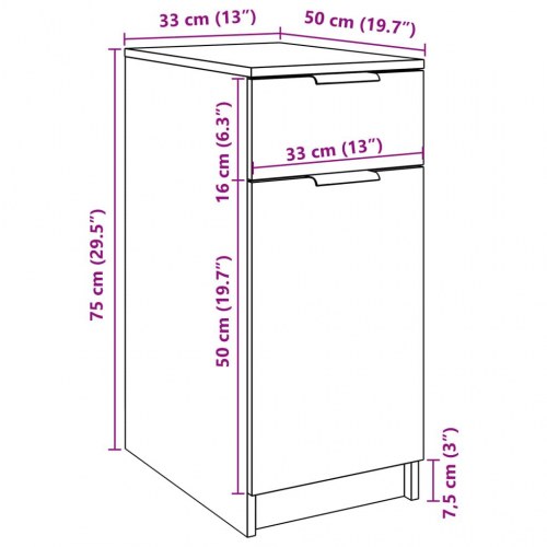 Skrivebord med skuffe 33 × 50 × 75 cm - konstrueret træ, kunsteg
