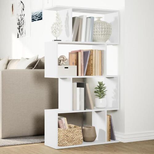 Bogreol/rumdeler 70x24x129 cm 4 niveauer konstrueret træ hvid