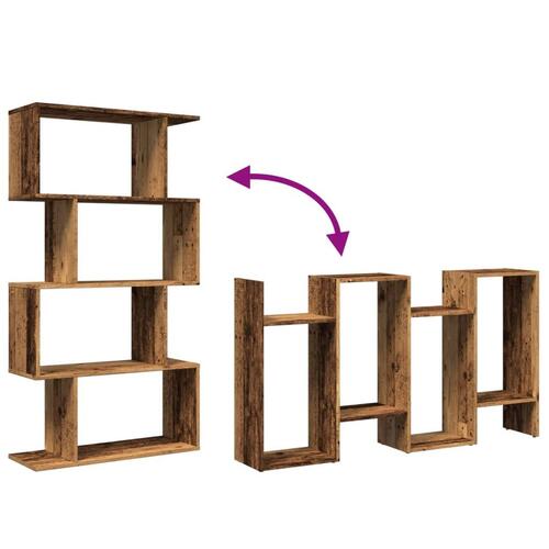 Bogreol/rumdeler 70x24x129 cm 4 niveauer konstrueret træ