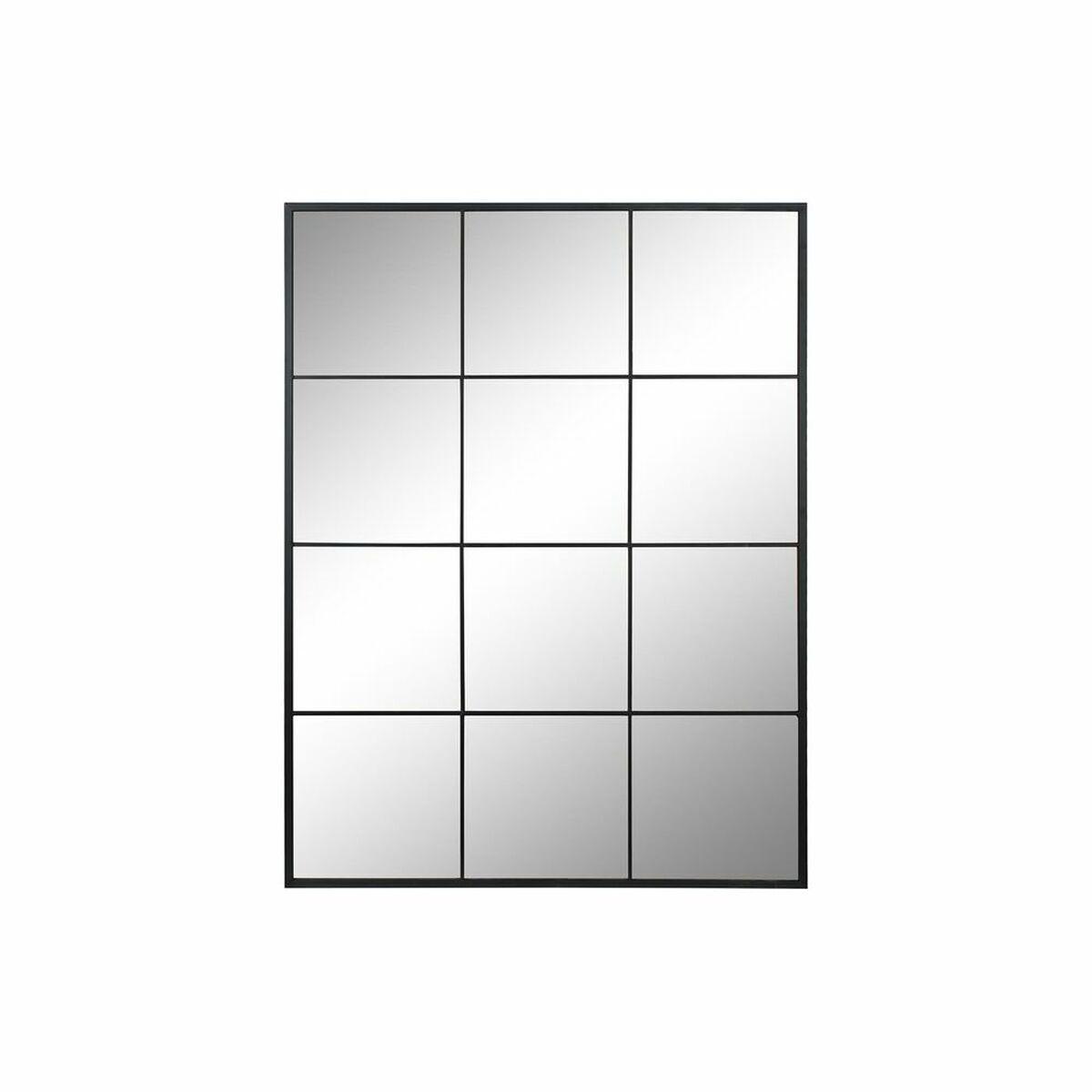 Vægspejl Sort Krystal Jern Spejl Vindue 90 x 1 x 120 cm 90 x 1,8 x 120 cm