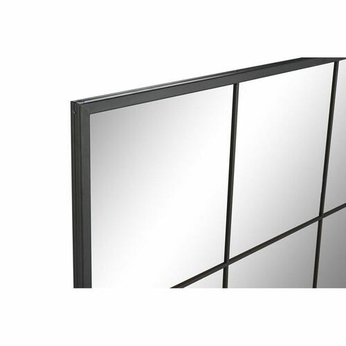 Vægspejl Sort Krystal Jern Spejl Vindue 90 x 1 x 120 cm 90 x 1,8 x 120 cm