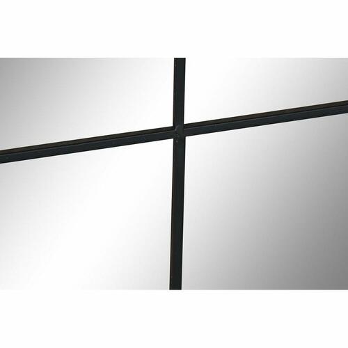 Vægspejl Sort Krystal Jern Spejl Vindue 90 x 1 x 120 cm 90 x 1,8 x 120 cm