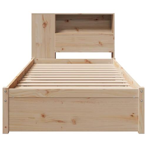 Seng med reol uden madras 90x200 cm massivt fyrretræ