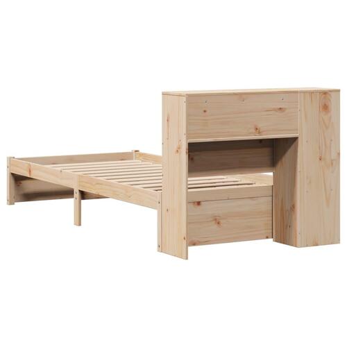 Seng med reol uden madras 90x200 cm massivt fyrretræ