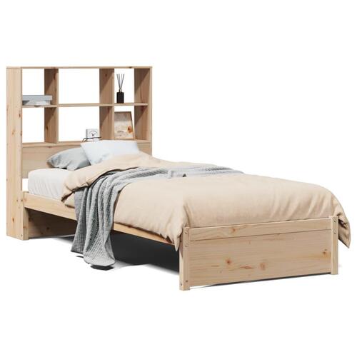 Seng med reol uden madras 90x200 cm massivt fyrretræ