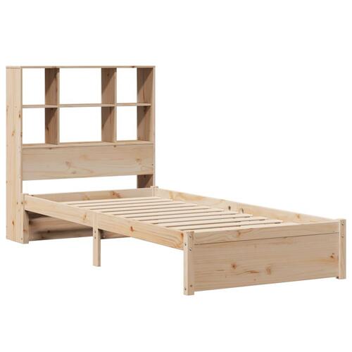 Seng med reol uden madras 90x200 cm massivt fyrretræ