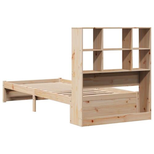 Seng med reol uden madras 90x200 cm massivt fyrretræ