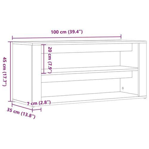 Skobænk 100x35x45 cm konstrueret træ kunsteg