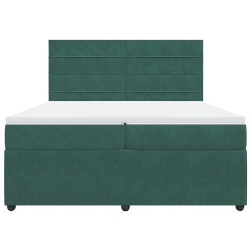 Kontinentalseng med madras 200x200 cm fløjl mørkegrøn