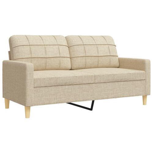 3 personers sofa med pyntepuder stof cremefarvet