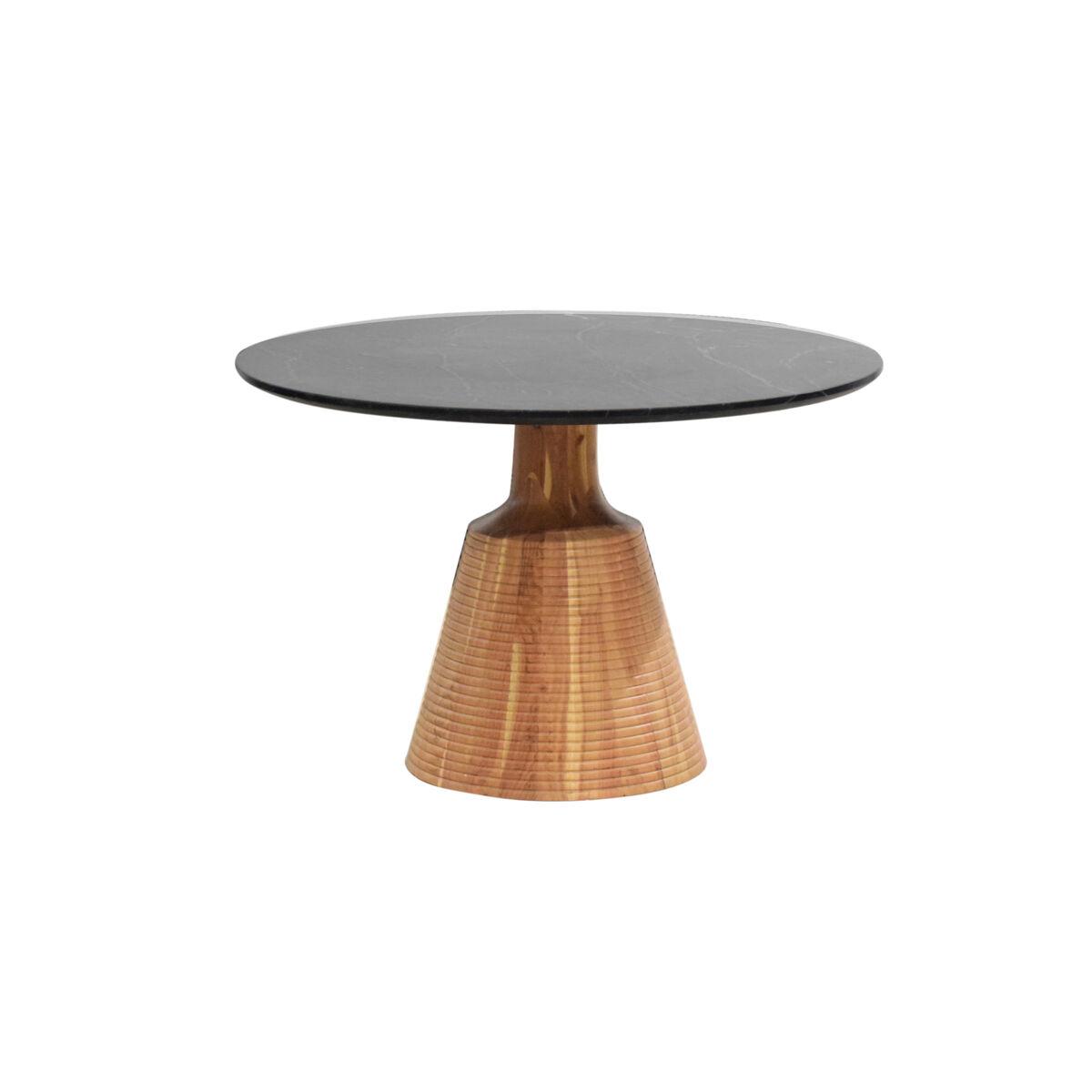 Spisebord - sort marmor og akacie, 115 cm