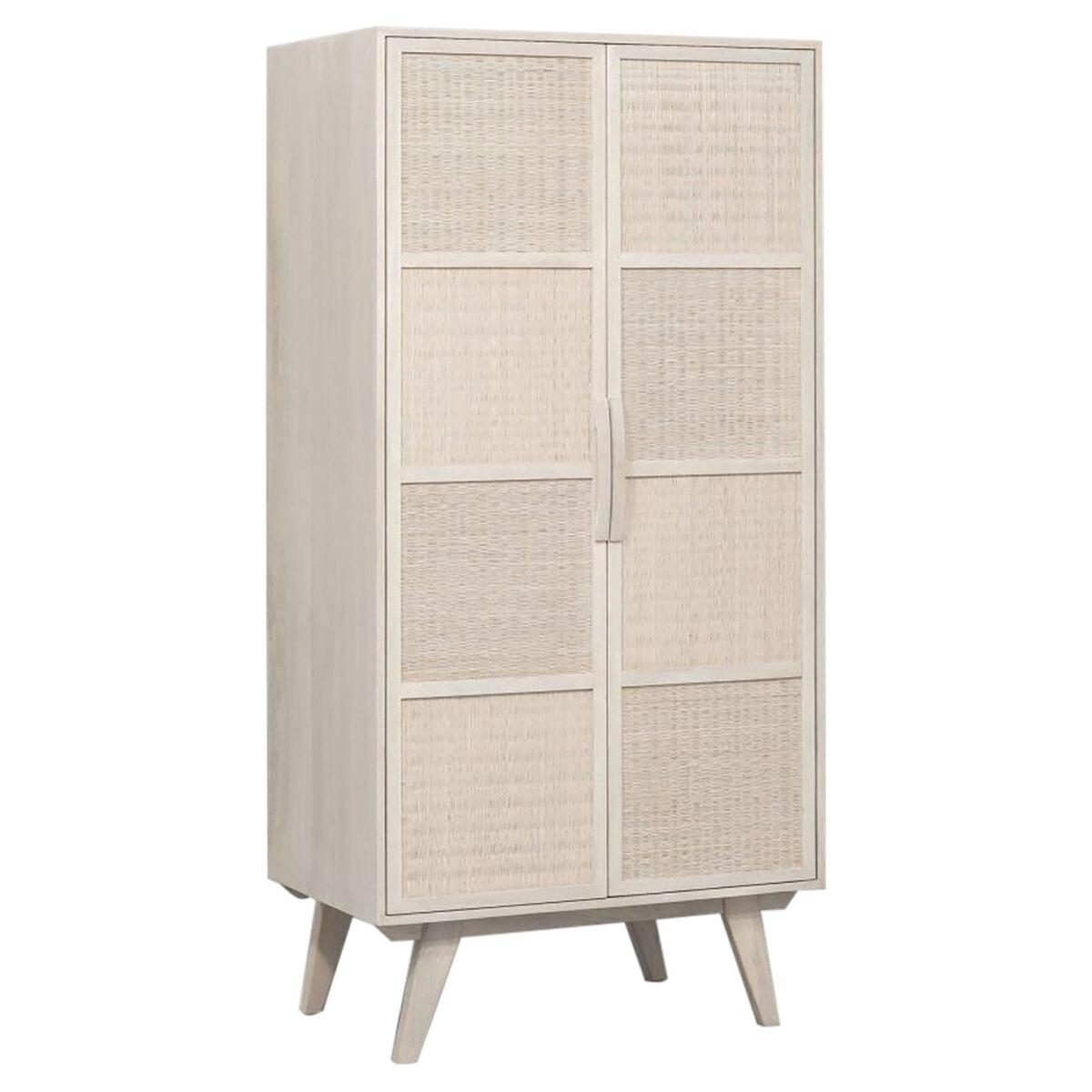 Skænk Home ESPRIT Hvid Rattan Mangotræ 87 x 55 x 178 cm