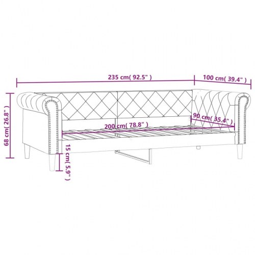 Daybed 90 x 200 cm i kunstlæder - cappuccinofarvet sovesofa