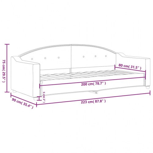 Daybed 80×200 cm i stof - mørkegrå sovesofa/gæsteseng