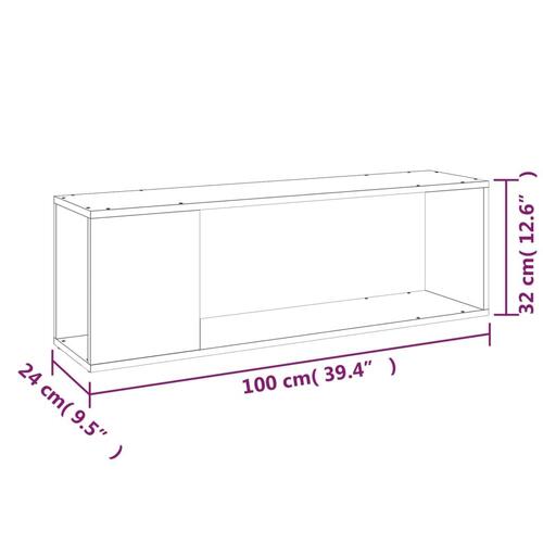Tv-bord 100x24x32 cm konstrueret træ brun egetræ