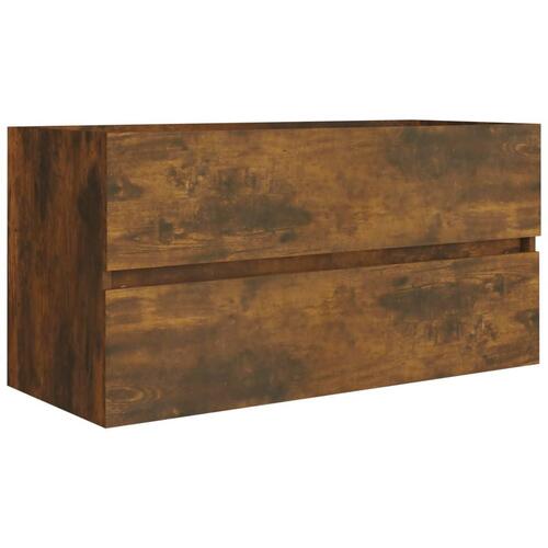 Badeværelsesskab 90x38,5x45 cm konstrueret træ røget egetræ
