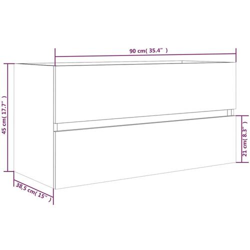 Badeværelsesskab 90x38,5x45 cm konstrueret træ røget egetræ