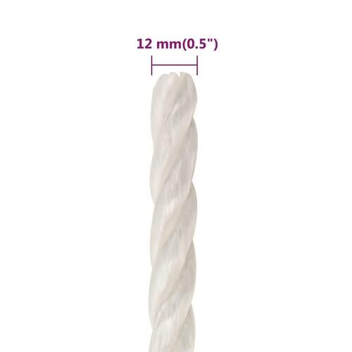 Arbejdsreb 12 mm 25 m polypropylen hvid