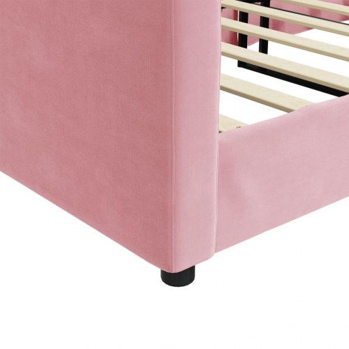 Daybed 90x200 cm i velour - lyserød sovesofa