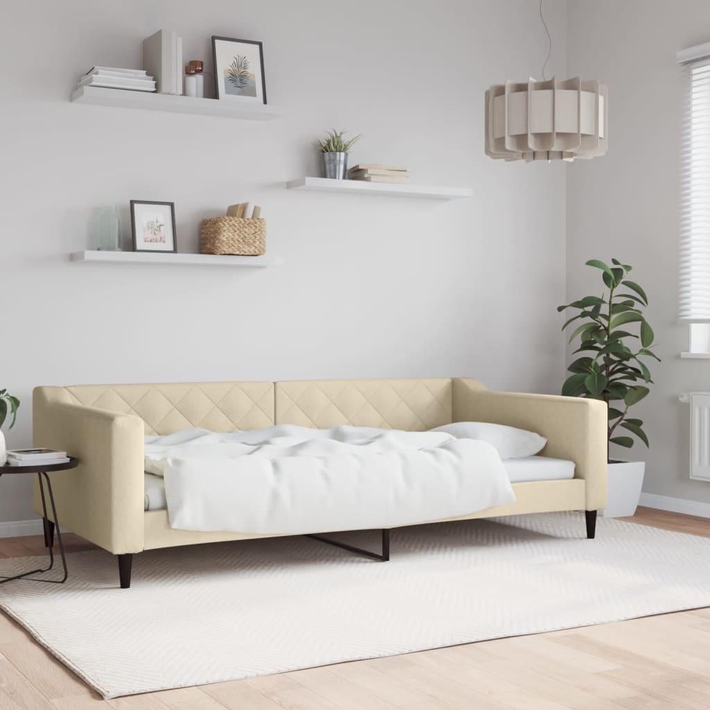 Daybed 100x200 cm stof cremefarvet