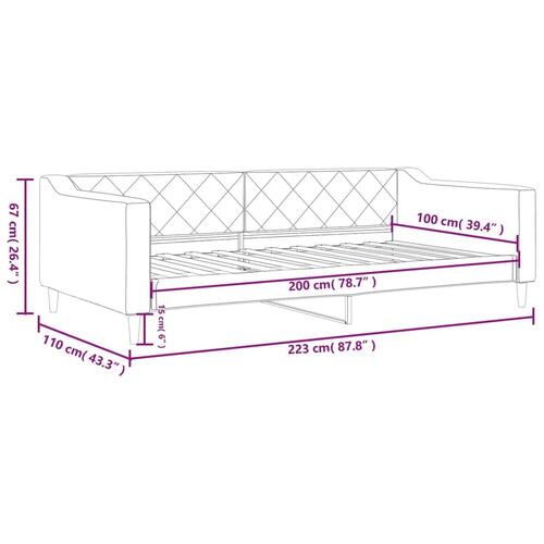 Daybed 100x200 cm stof cremefarvet