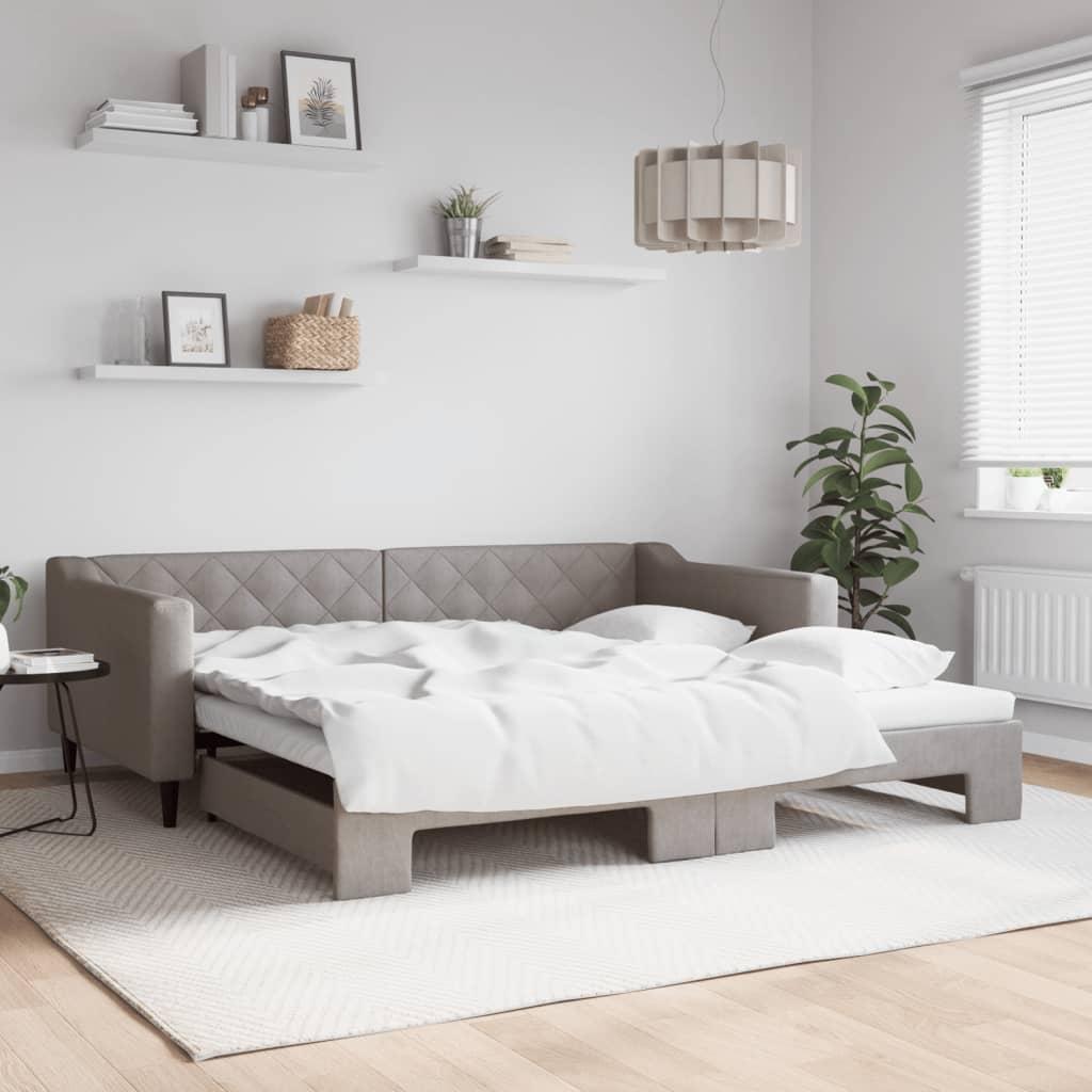 Daybed med udtræk 100x200 cm stof gråbrun billede