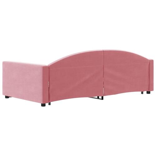 Daybed med udtræk 100x200 cm velour lyserød