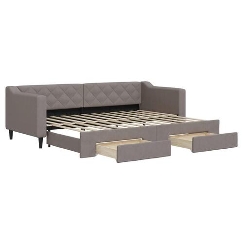 Daybed med udtræk og skuffer 80x200 cm stof gråbrun