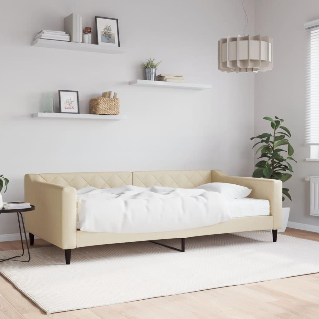 Daybed Stof Farvet Creme - med madras / 100 x 200 cm