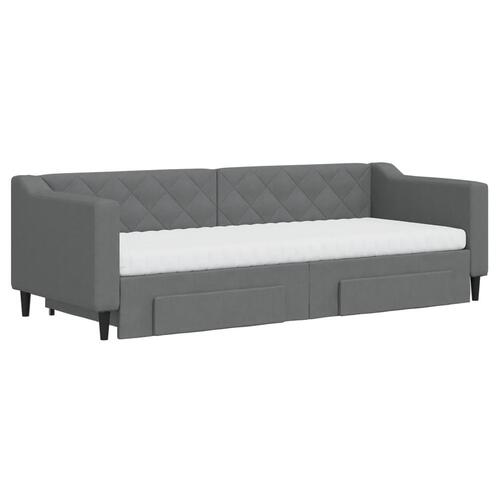 Daybed med udtræk og skuffer 80x200 cm stof mørkegrå