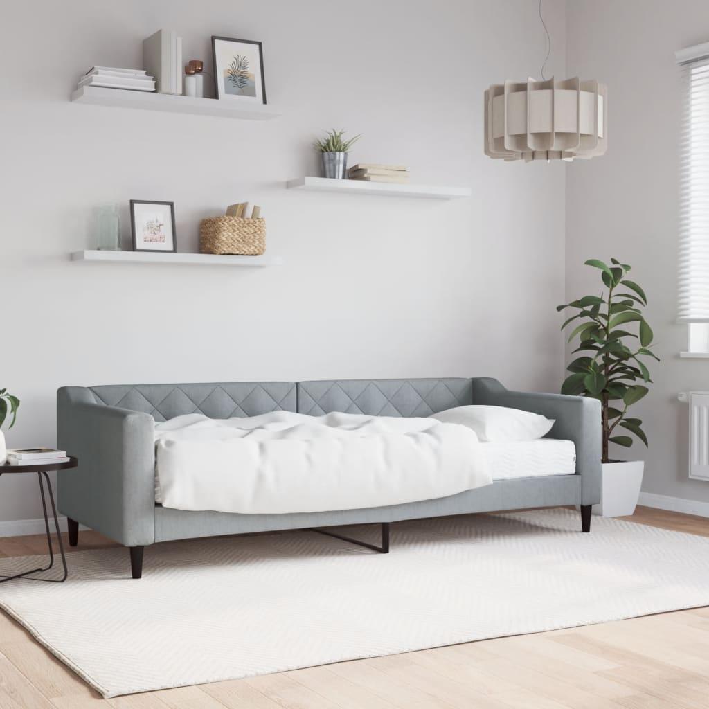 Daybed med madras 80x200 cm stof lysegrå