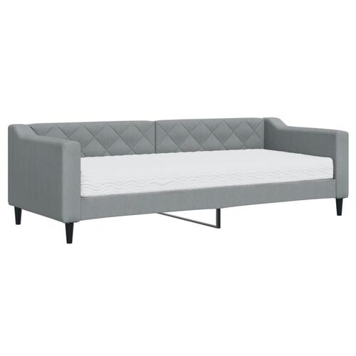 Daybed med madras 80x200 cm stof lysegrå