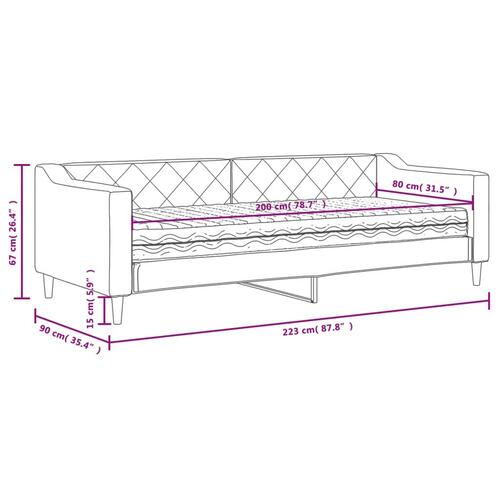 Daybed med madras 80x200 cm stof lysegrå