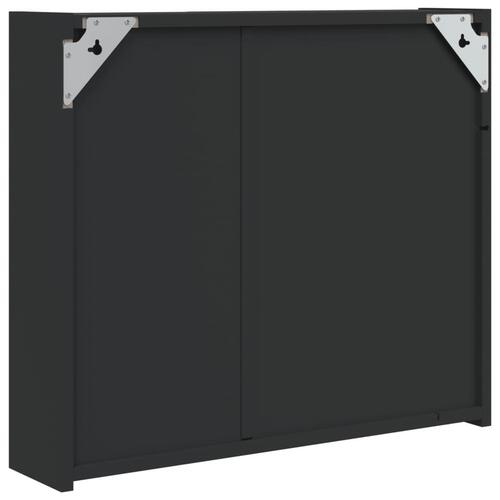 Badeværelsesskab med spejl og LED-lys 60x13x52 sort