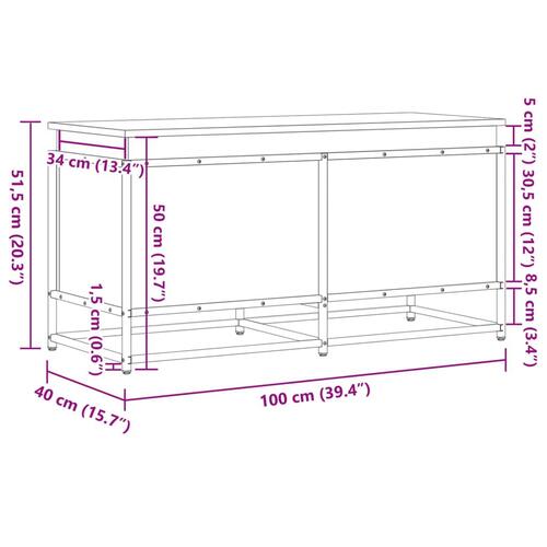 Opbevaringsboks m. låg 100x40x51,5 cm konstrueret træ sonoma-eg