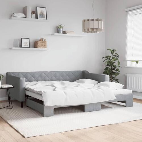 Daybed med udtræk 100x200 cm stof lysegrå