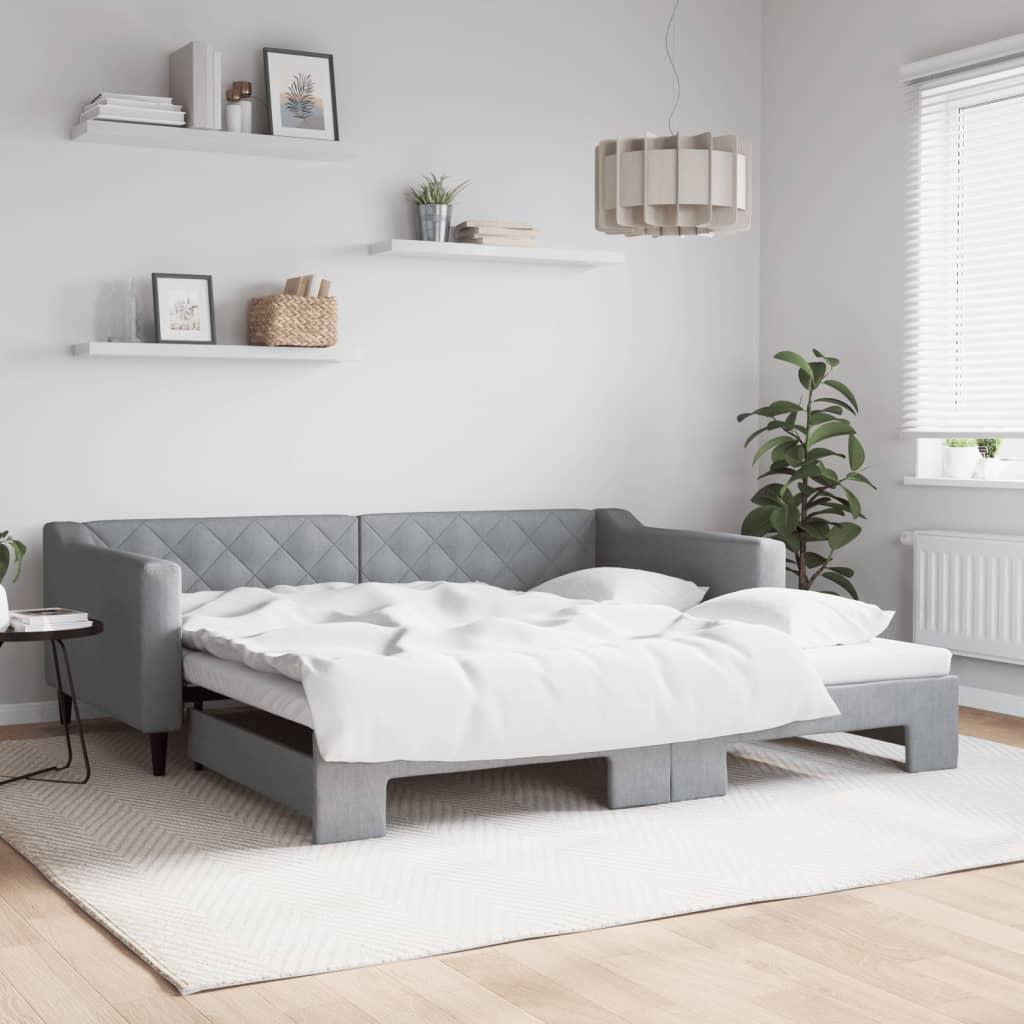 Daybed med udtræk 100x200 cm stof lysegrå