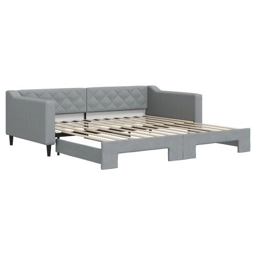 Daybed med udtræk 100x200 cm stof lysegrå