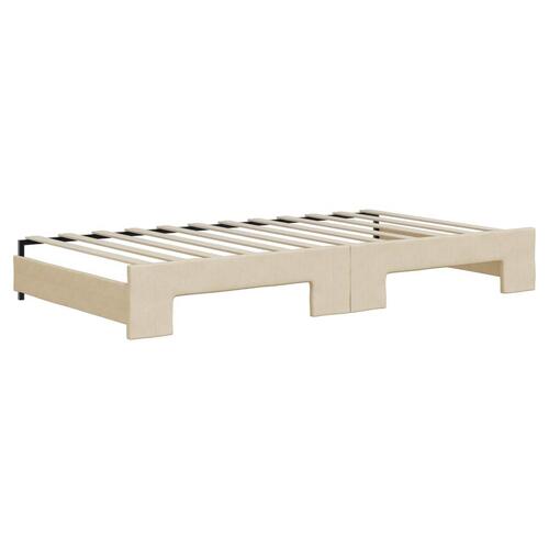 Daybed med udtræk og skuffer 100x200 cm stof cremefarvet