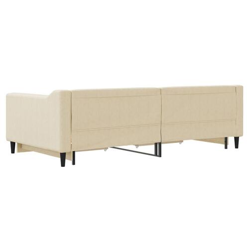Daybed med udtræk og skuffer 100x200 cm stof cremefarvet
