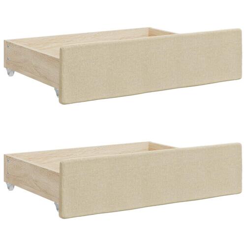 Daybed med udtræk og skuffer 100x200 cm stof cremefarvet