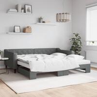 Daybed med udtræk og madras 100x200 cm stof mørkegrå