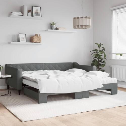 Daybed med udtræk og madras 100x200 cm stof mørkegrå