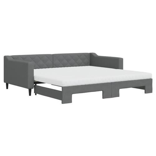 Daybed med udtræk og madras 100x200 cm stof mørkegrå