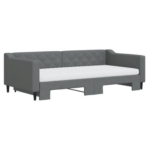Daybed med udtræk og madras 100x200 cm stof mørkegrå